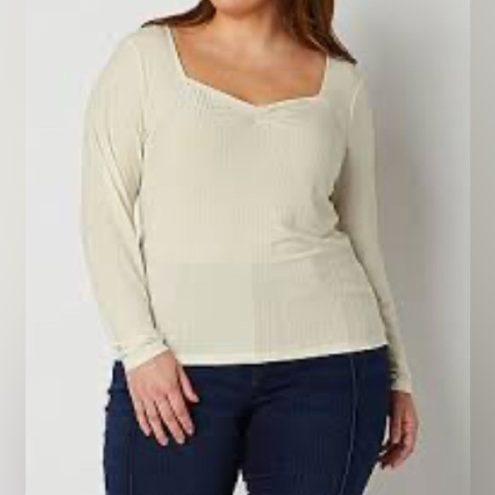 Ryegrass Womens Sweetheart Neck Long Sleeve Blouse